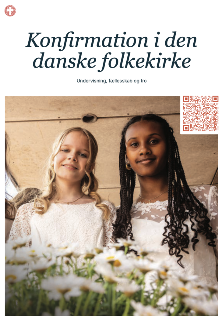 Forsiden af det nye magasin ”Konfirmation i den danske folkekirke”, hvor to unge konfirmander smiler