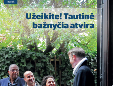 Træd indenfor på litauisk: Užeikite! Tautinė bažnyčia atvira