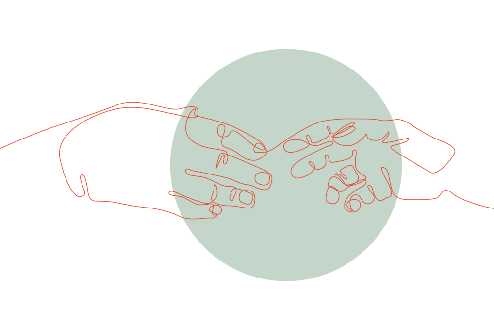 To hænger mødes ved fingerspidserne