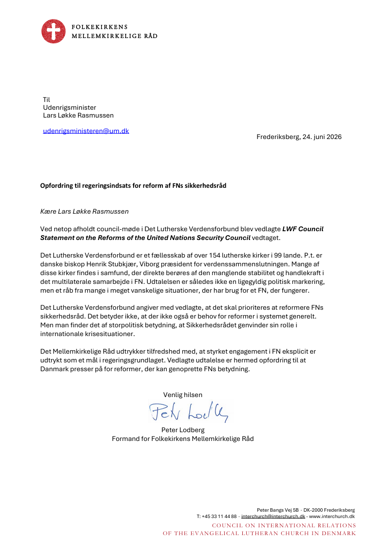 Brev fra Peter Lodberg til Udenrigsministeren